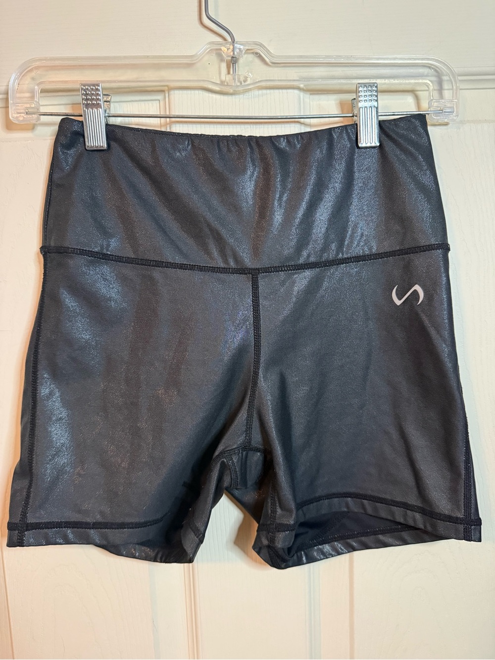 TLF Apparel Gerana High Waist Black Shimmer Bike Shorts Woman’s Small